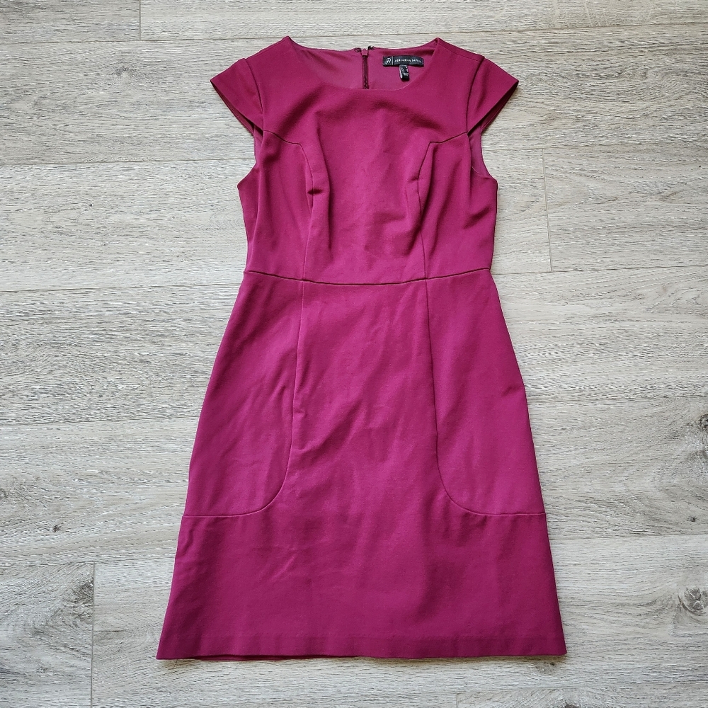 Adrianna Papell Pink Sheath Dress Womens 2 Cap Sleeves Business Casual Wedding